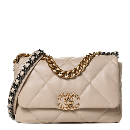 Chanel Lambskin Quilted Medium Chanel 19 Flap Light Beige 2 of 12