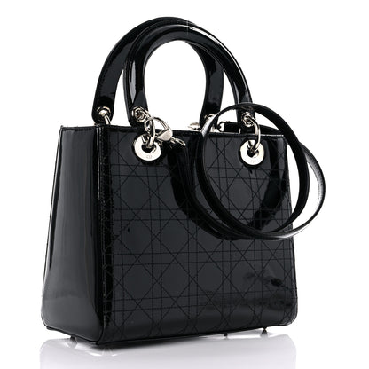 Christian Dior Patent Cannage Stitched Medium Lady Dior Black 3 of 11