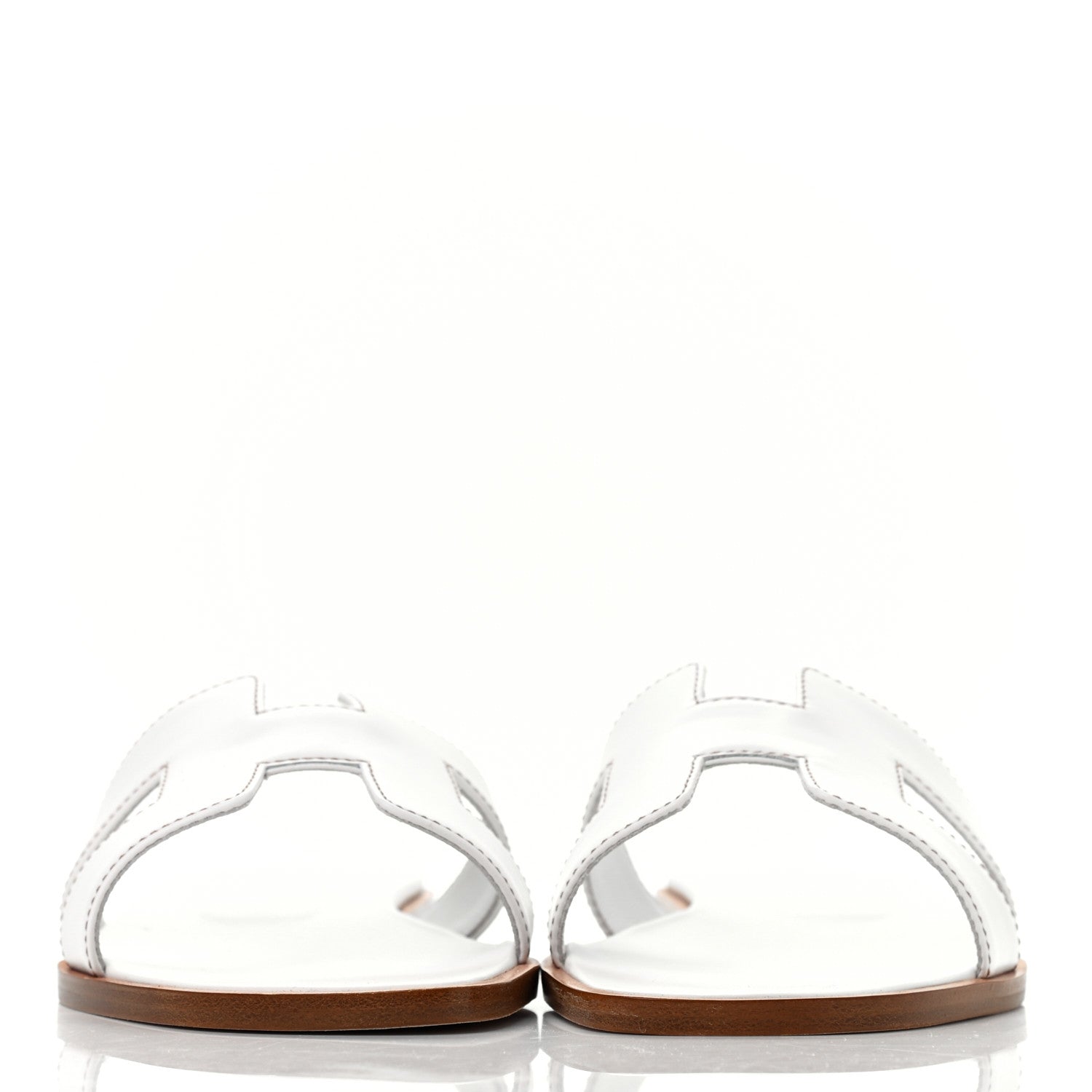 Hermes Box Calfskin Oran Sandals 37 White 2 of 8