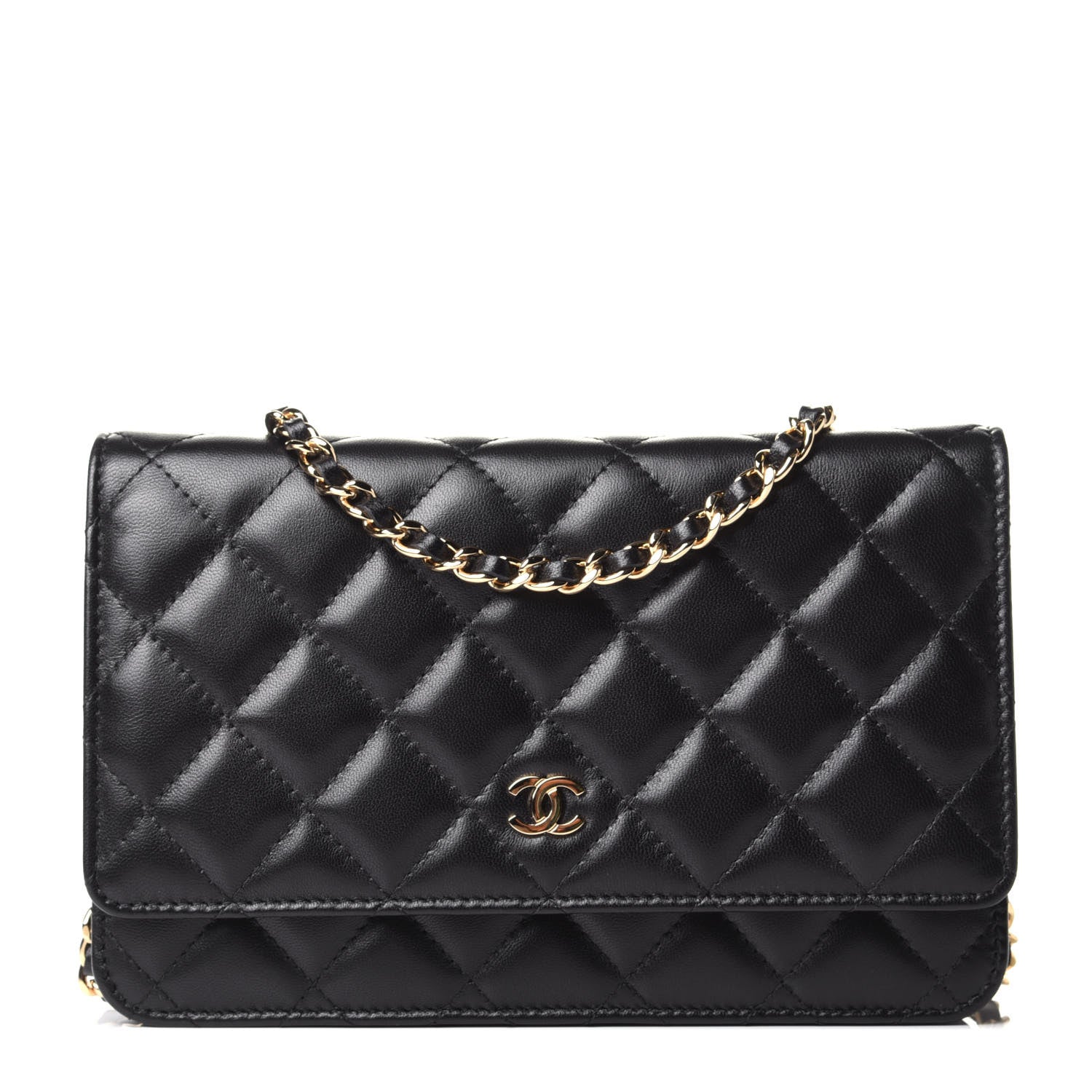 Chanel Lambskin Quilted Wallet On Chain WOC Black 1 of 4
