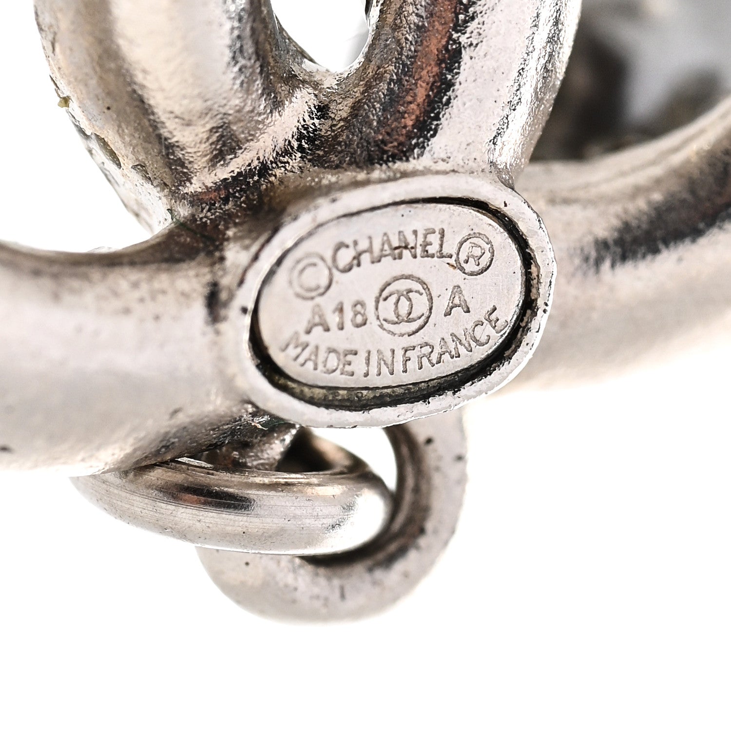 Chanel Crystal Pearl CC Drop Earrings Silver Grey 4 of 5