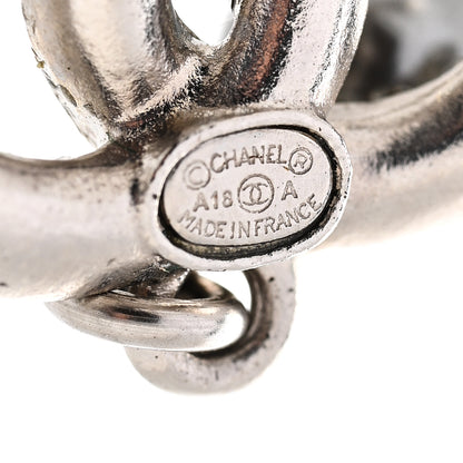 Chanel Crystal Pearl CC Drop Earrings Silver Grey 4 of 5