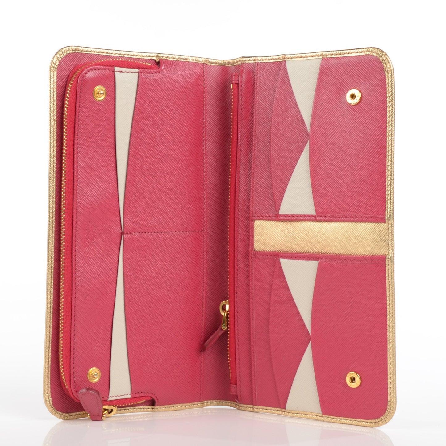 Saffiano Metal Tri-Color Organizer Wallet Platino