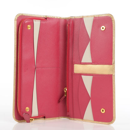 Prada Saffiano Metal Tri-Color Organizer Wallet Platino 5 of 9