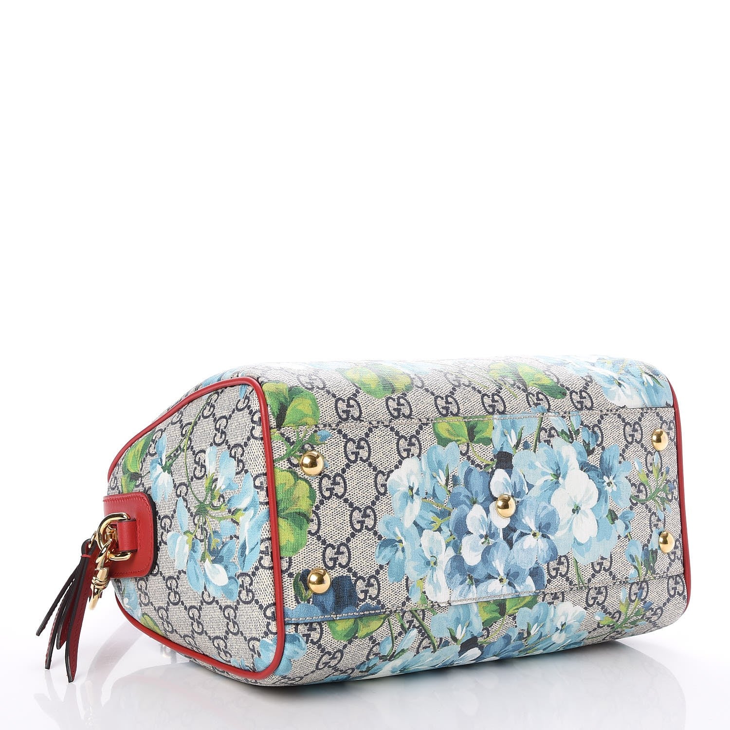 Gucci GG Supreme Monogram Blooms Small Boston Beige Blue Navy Hibiscus Red 4 of 7