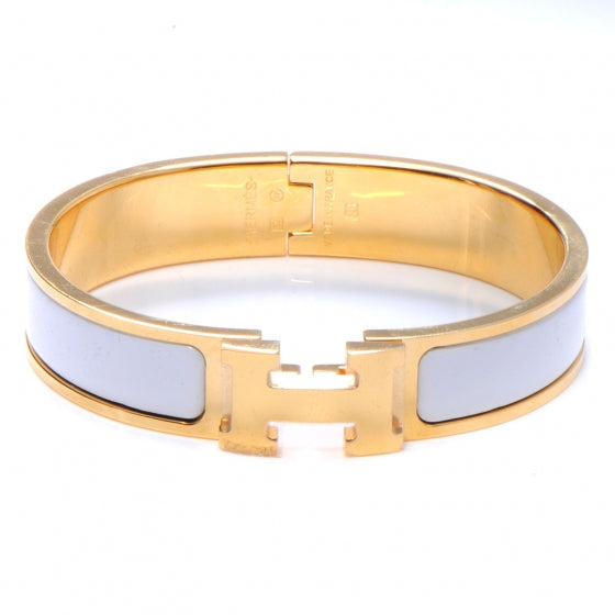 Hermes Enamel Narrow Clic Clac H Bracelet PM White 1 of 5