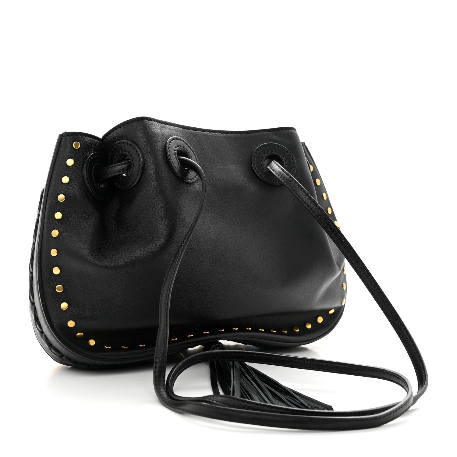 Chloe Lambskin Studded Small Inez Drawstring Bag Black 3 of 14