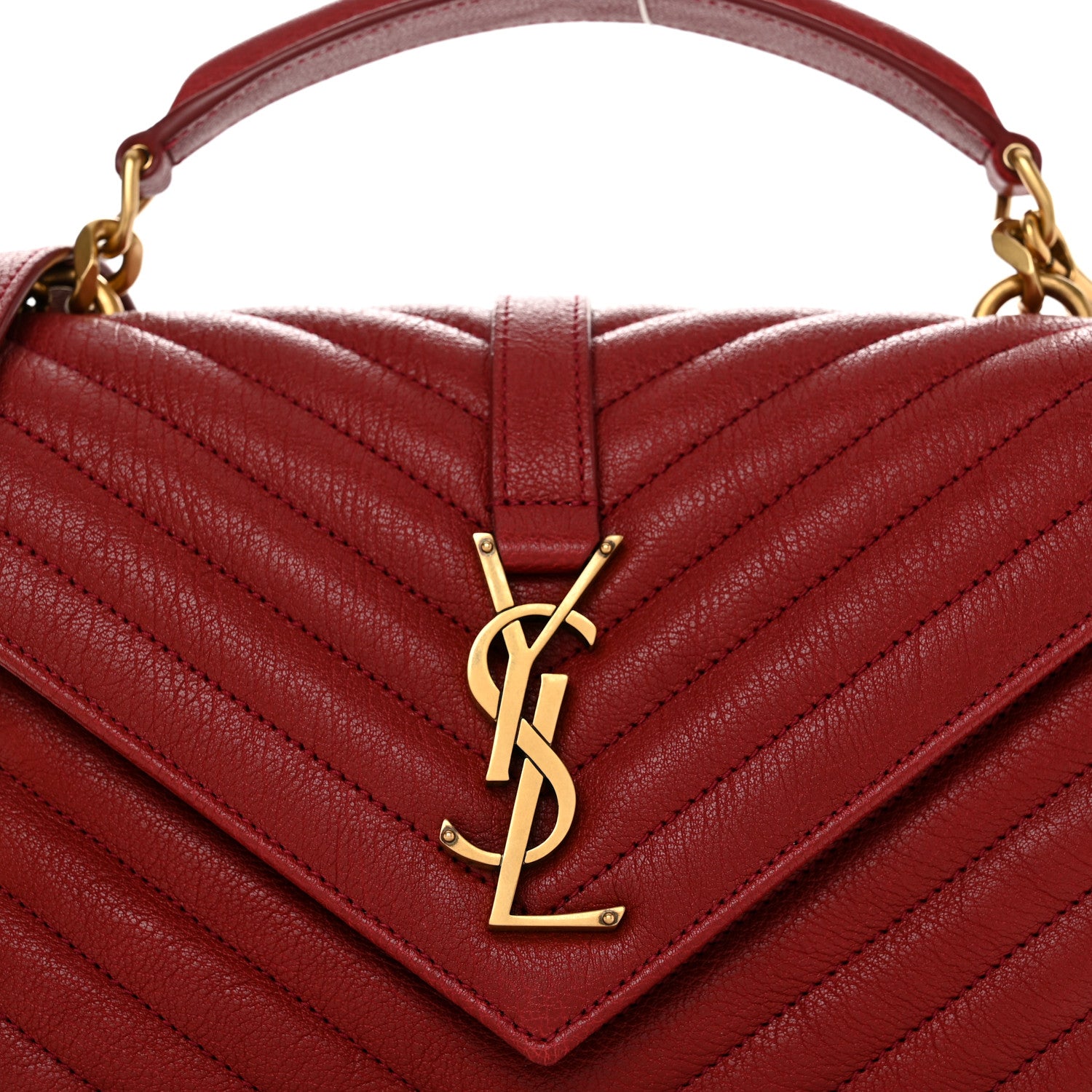 Saint Laurent Sheepskin Matelasse Chevron Monogram Medium College Bag Opyum Red 9 of 11