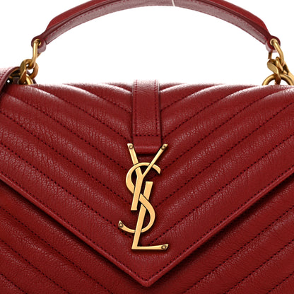 Saint Laurent Sheepskin Matelasse Chevron Monogram Medium College Bag Opyum Red 9 of 11