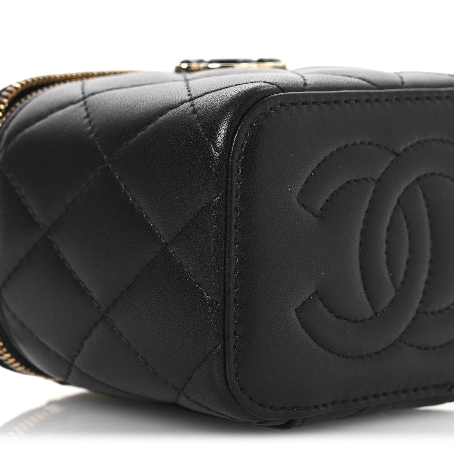 Chanel Lambskin Quilted Mini Enamel Vanity Case With Chain Black 9 of 12