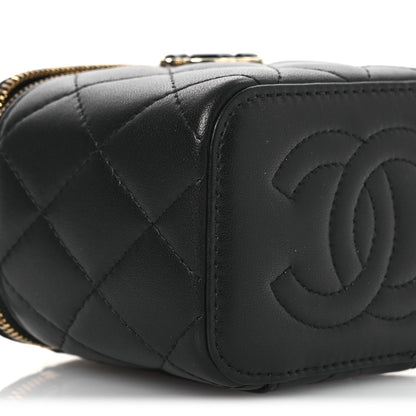 Chanel Lambskin Quilted Mini Enamel Vanity Case With Chain Black 9 of 12