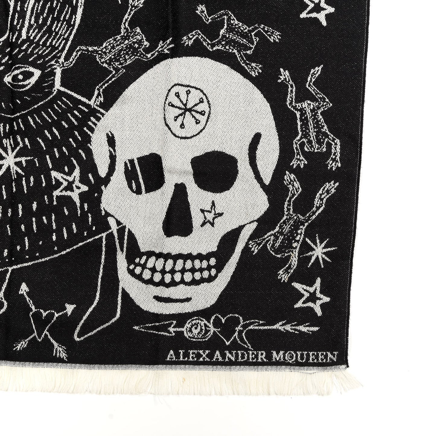 Wool Skull Scarf Black