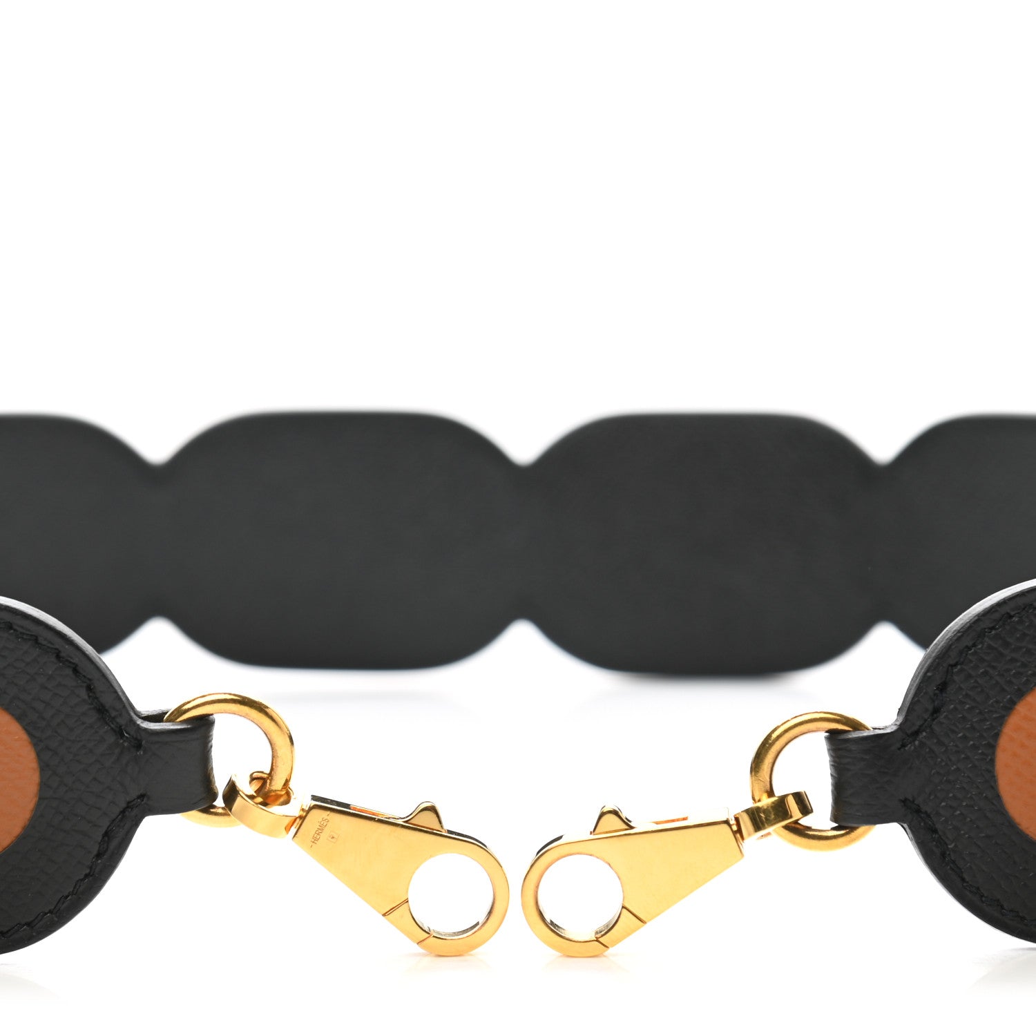 Hermes Epsom Maillons Shoulder Strap Black Gold 3 of 5