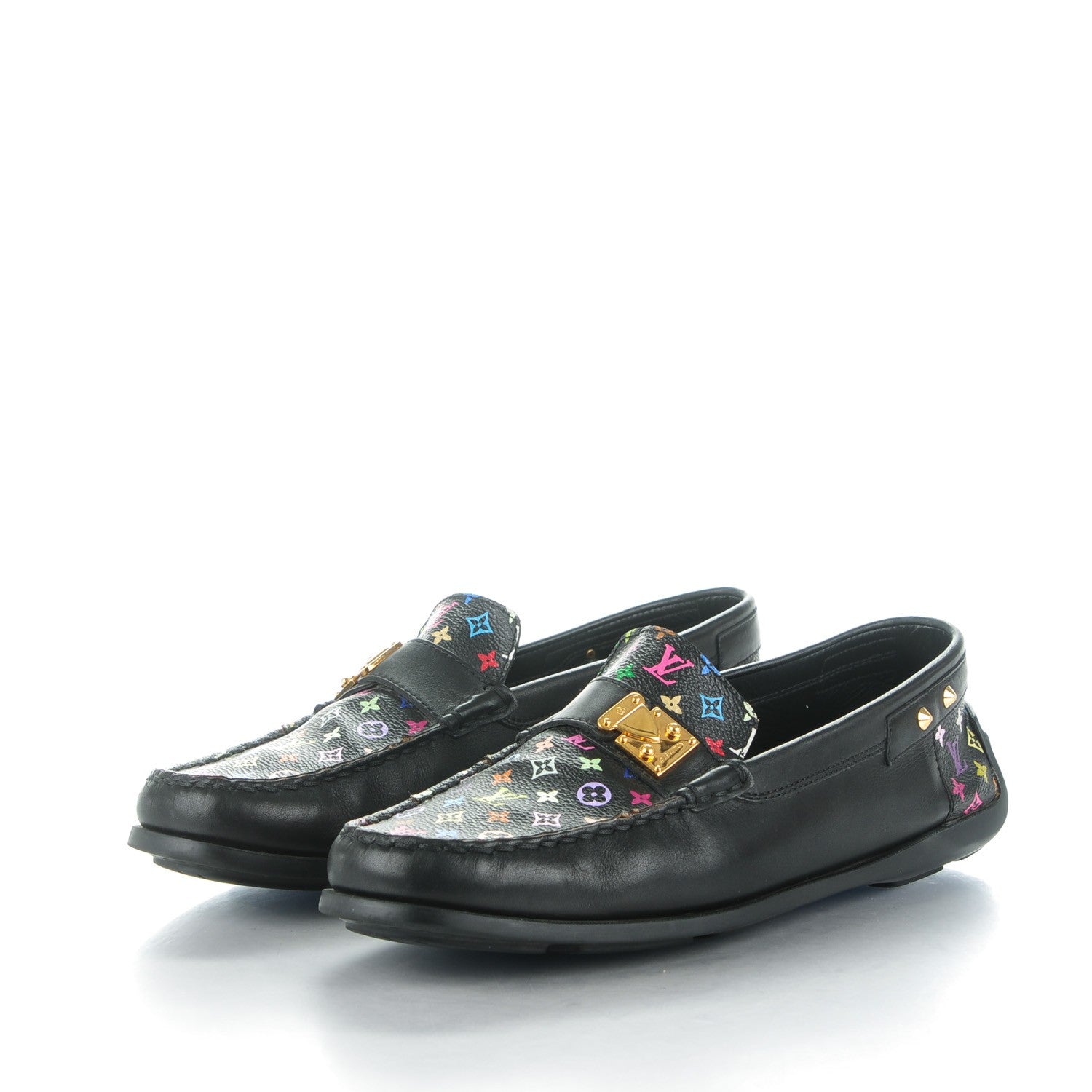 Louis Vuitton Monogram Multicolor Lock Oxford Loafers 41 Black 3 of 7