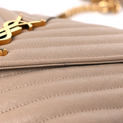 Saint Laurent Sheepskin Matelasse Chevron Monogram Medium College Bag Dark Beige 11 of 11