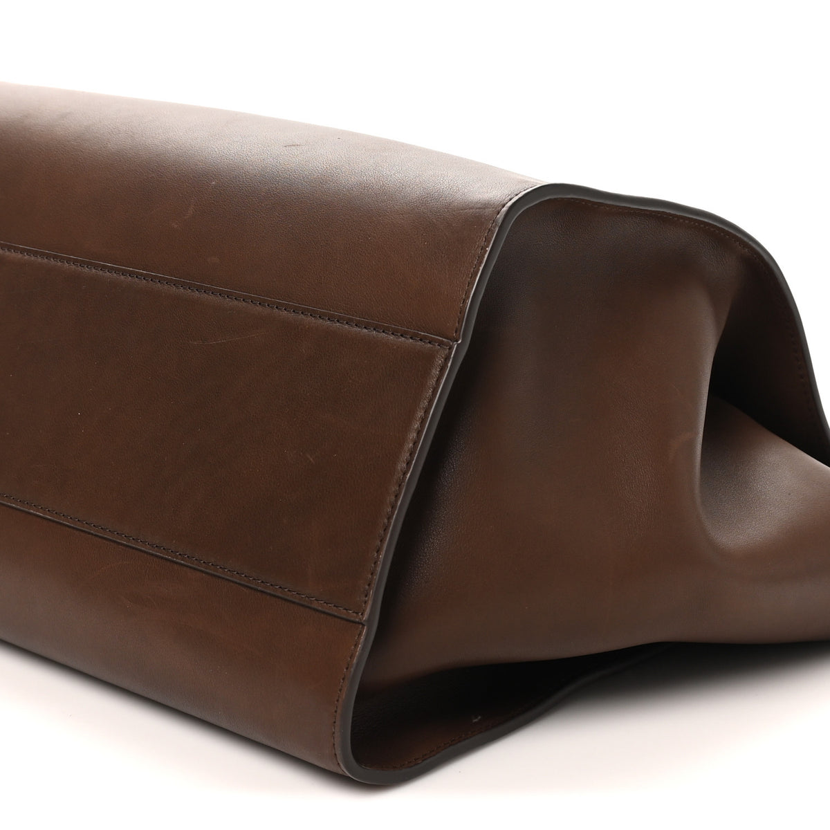 The Row Polished Saddle Calfskin Marlo 17 Tote Bag Deep Brown 9 of 9
