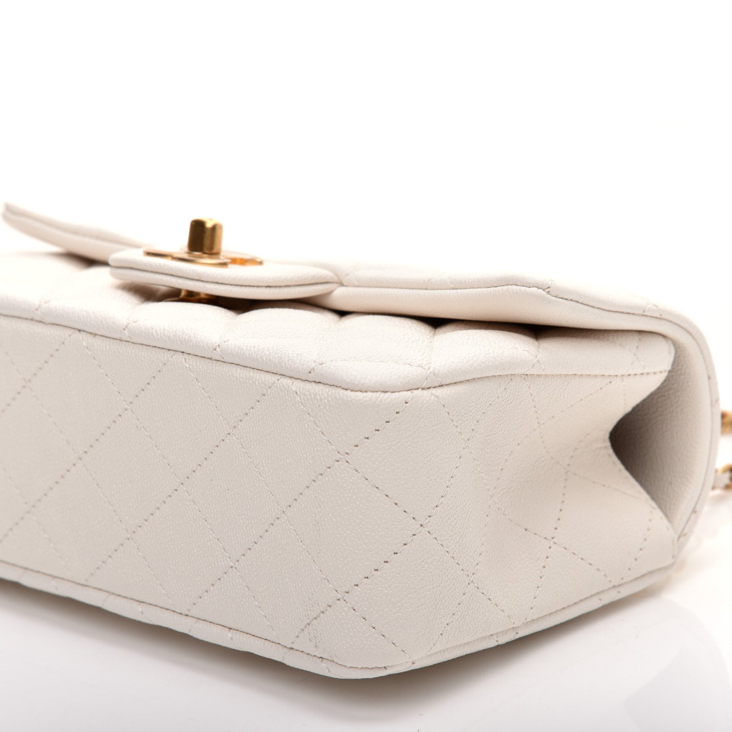 Caviar Quilted Mini Top Handle Rectangular Flap White