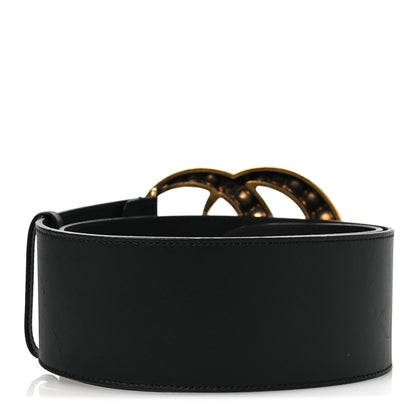 Gucci Moon Calfskin Pearl Double G 70mm Belt 85 34 Black Cream 2 of 6