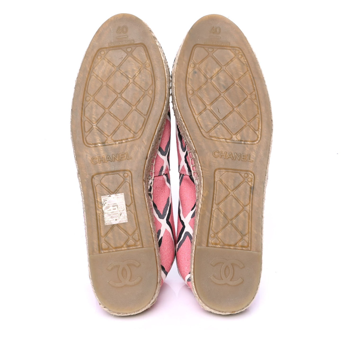 Printed Canvas Grosgrain Espadrilles 40 Pink Black