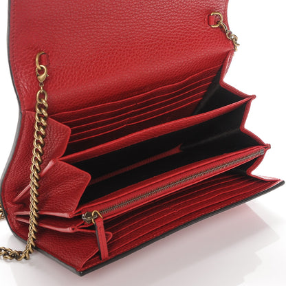 Gucci Calfskin GG Marmont Chain Wallet Vulcanic Red 5 of 7