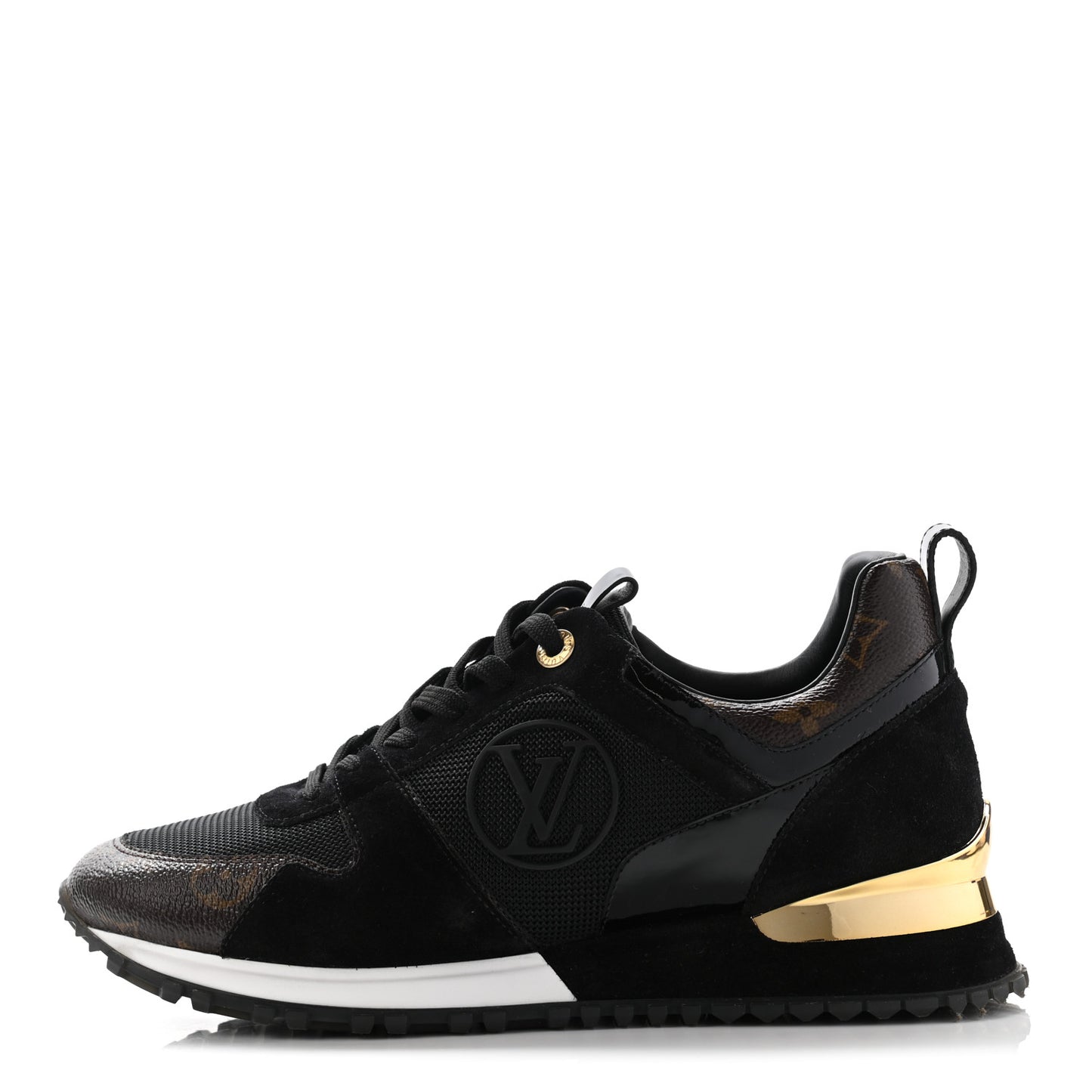 Suede Monogram Run Away Sneakers 38 Black