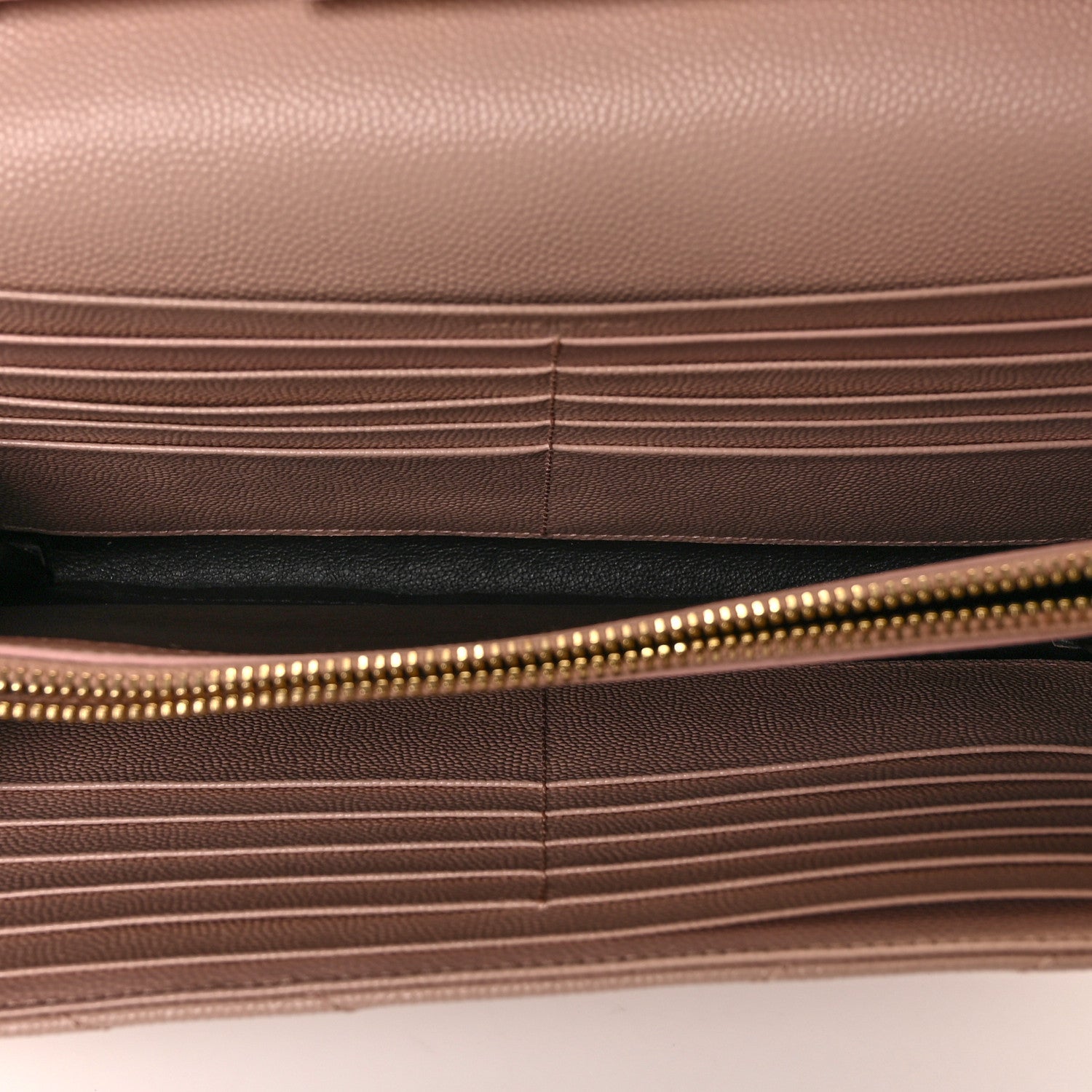 Saint Laurent Grain De Poudre Matelasse Chevron Monogram Chain Wallet Pale Pink 5 of 9