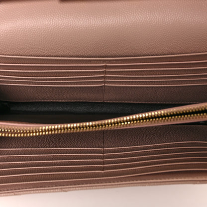 Saint Laurent Grain De Poudre Matelasse Chevron Monogram Chain Wallet Pale Pink 5 of 9