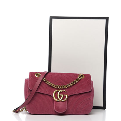 Gucci Velvet Matelasse Small GG Marmont Shoulder Bag Light Raspberry Rose 10 of 10