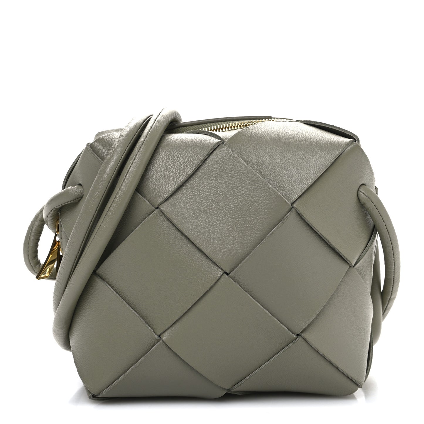 Lambskin Maxi Intrecciato Mini Cassette Camera Bag Travertine