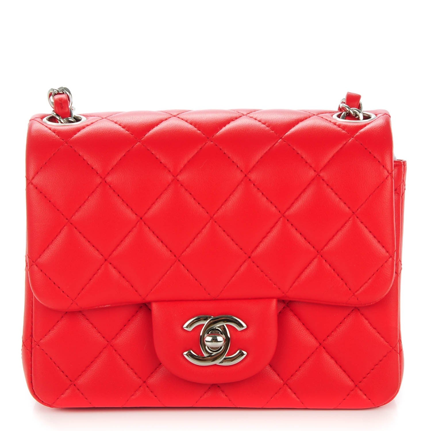 Chanel Lambskin Quilted Mini Square Flap Red 1 of 8