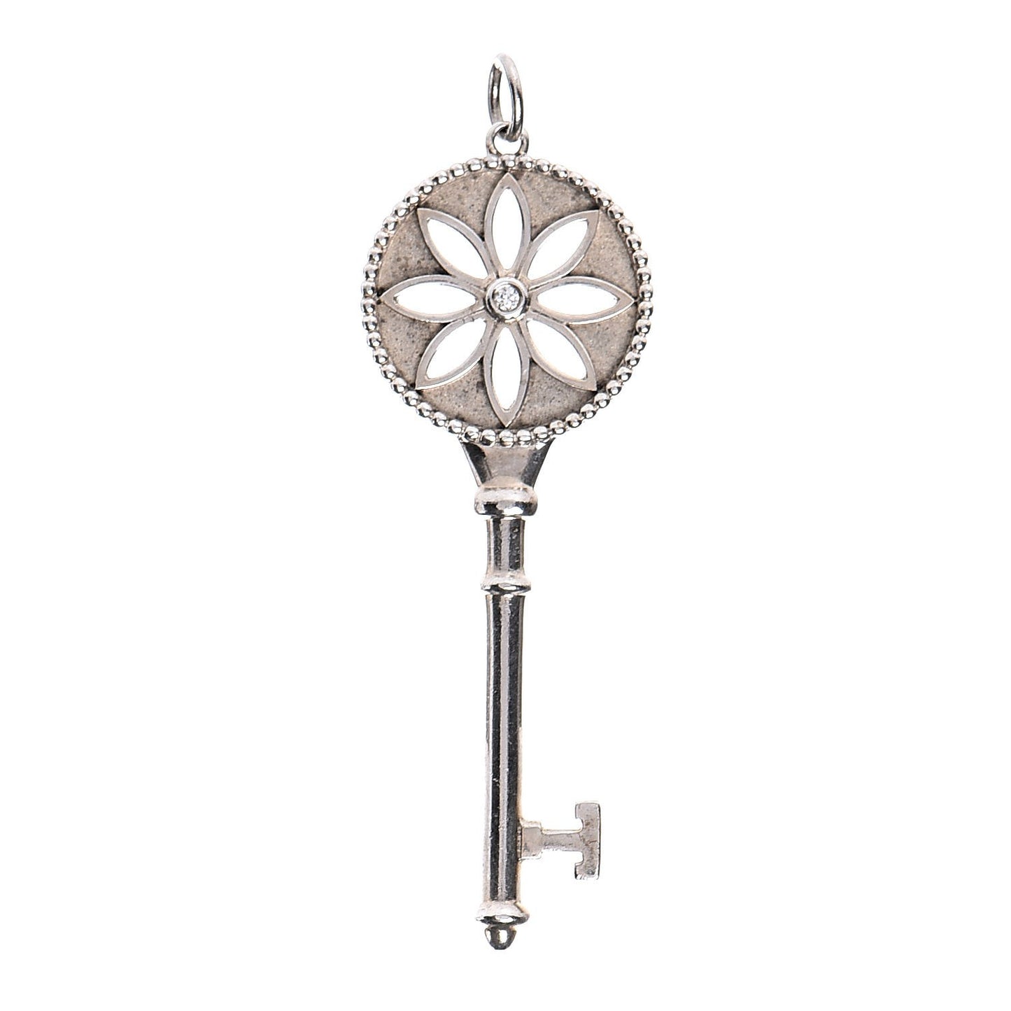 Sterling Silver Diamond Large Daisy Key Pendant
