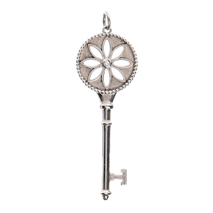 Tiffany Sterling Silver Diamond Large Daisy Key Pendant 1 of 3
