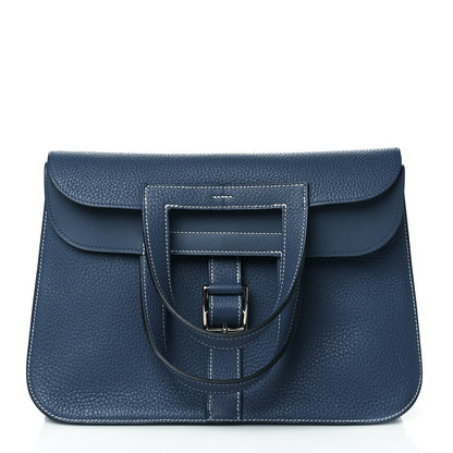 Hermes Taurillon Clemence Halzan 31 Bleu Agate 1 of 10