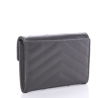 Saint Laurent Grain De Poudre Matelasse Chevron Small Monogram Envelope Wallet Earth 2 of 8