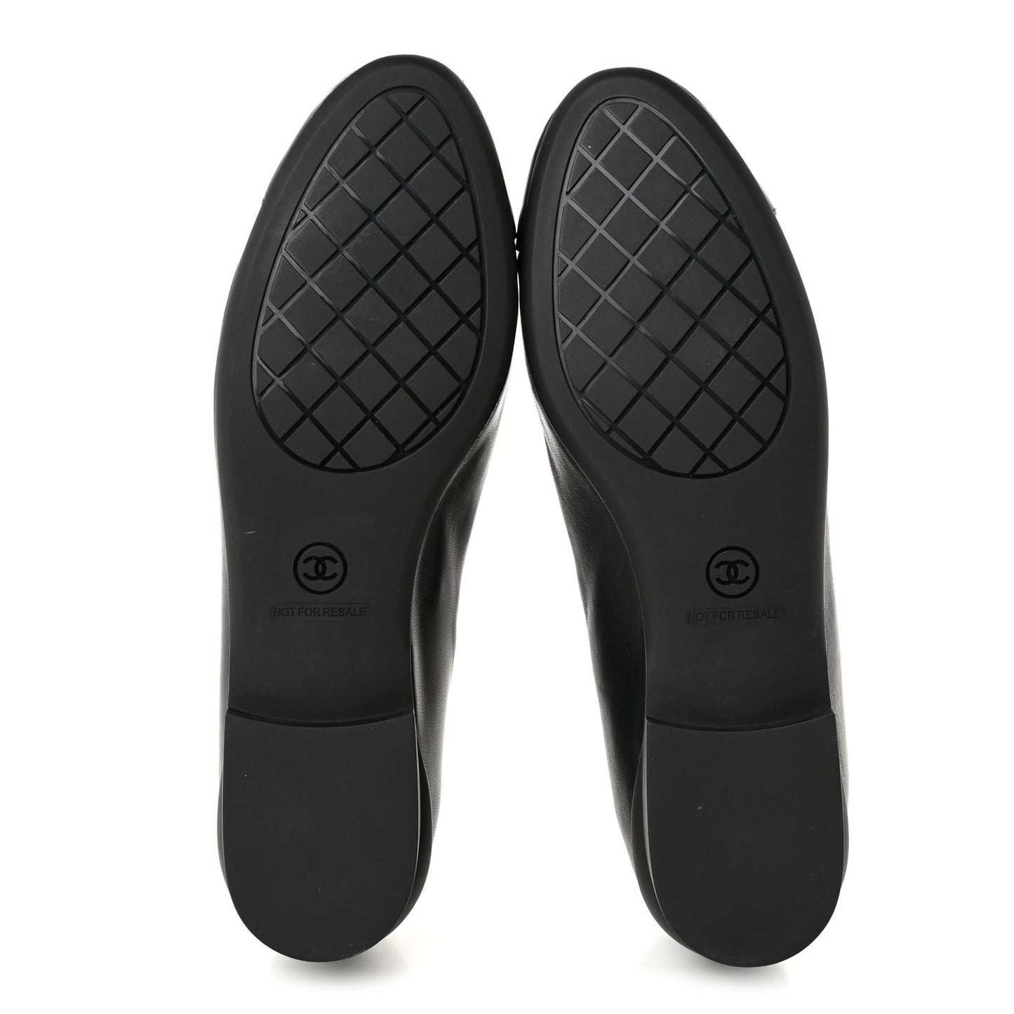 Lambskin Cap Toe CC Uniform Ballerina Flats 38.5 Black