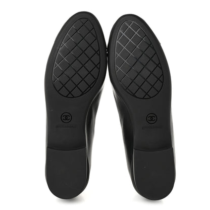 Chanel Lambskin Cap Toe CC Uniform Ballerina Flats 38.5 Black 6 of 9