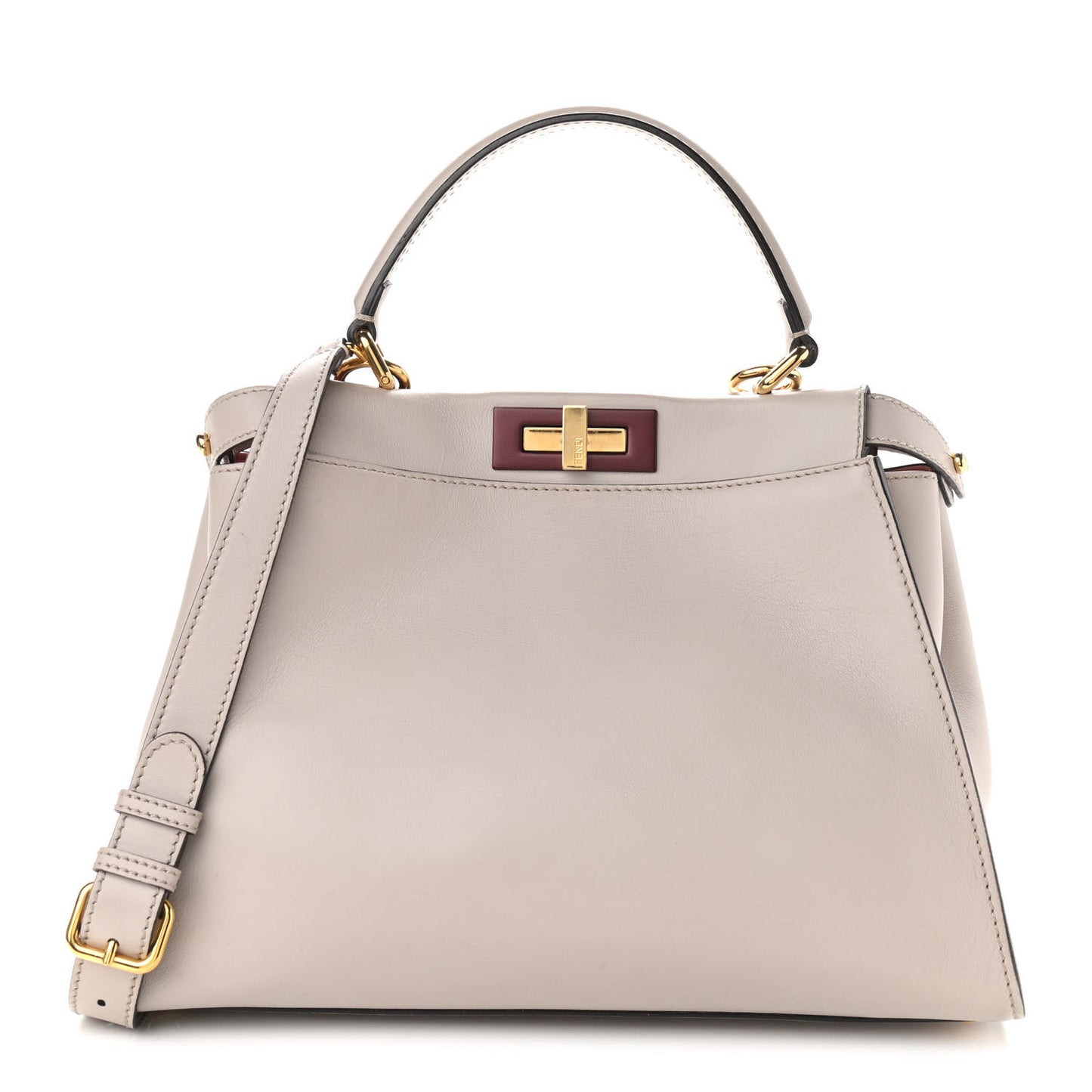 Vitello Seta Shiny Nappa Medium Peekaboo Iconic Satchel Grigio Polvere Bois de Rose