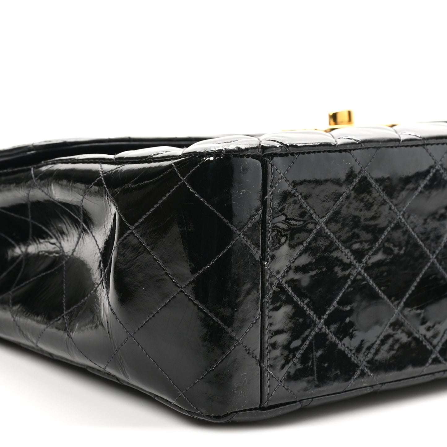 Patent Quilted XL Jumbo Single Flap Black