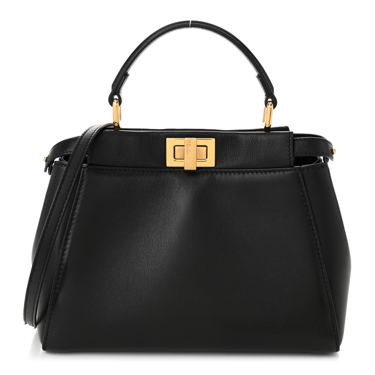Fendi Nappa Mini Peekaboo Iconic Satchel Black 1 of 11