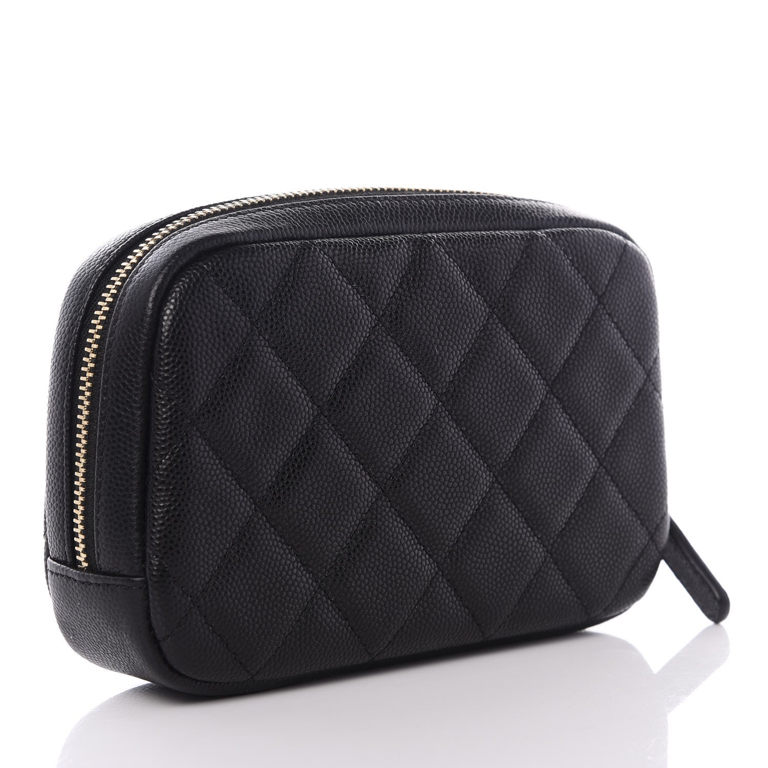 Chanel Caviar Quilted Small Curvy Pouch Cosmetic Case Black 2 of 9