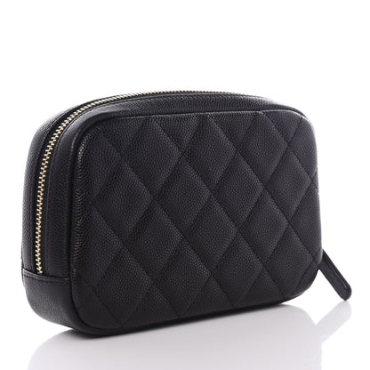 Chanel Caviar Quilted Small Curvy Pouch Cosmetic Case Black 2 of 9