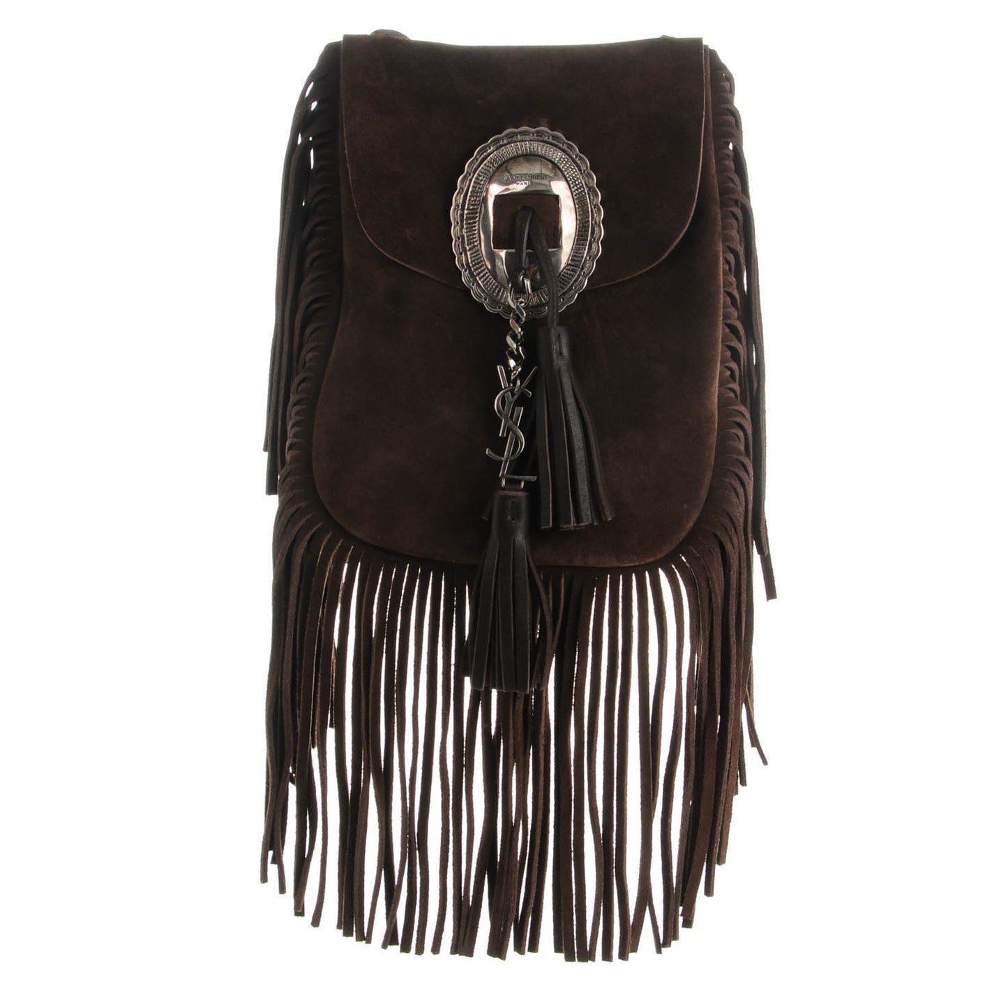 Suede Fringe Flat Anita Crossbody Bag Coffy Marrone