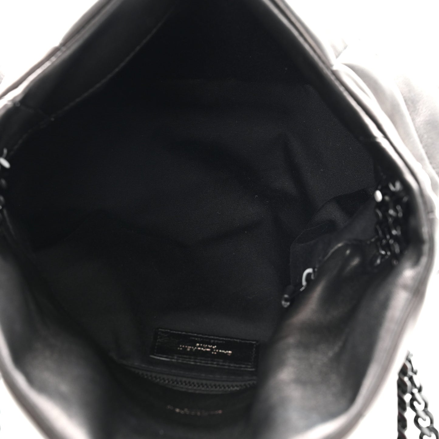 Lambskin Quilted Monogram Monochrome Small Loulou Puffer Chain Satchel Black