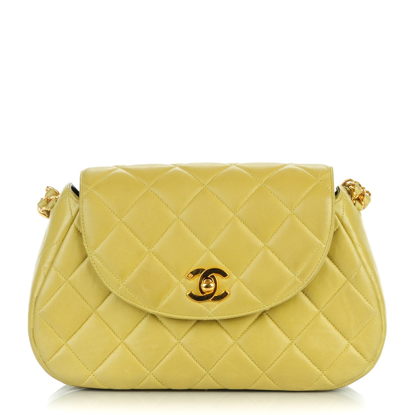 Lambskin Quilted Shoulder Flap Bag Green