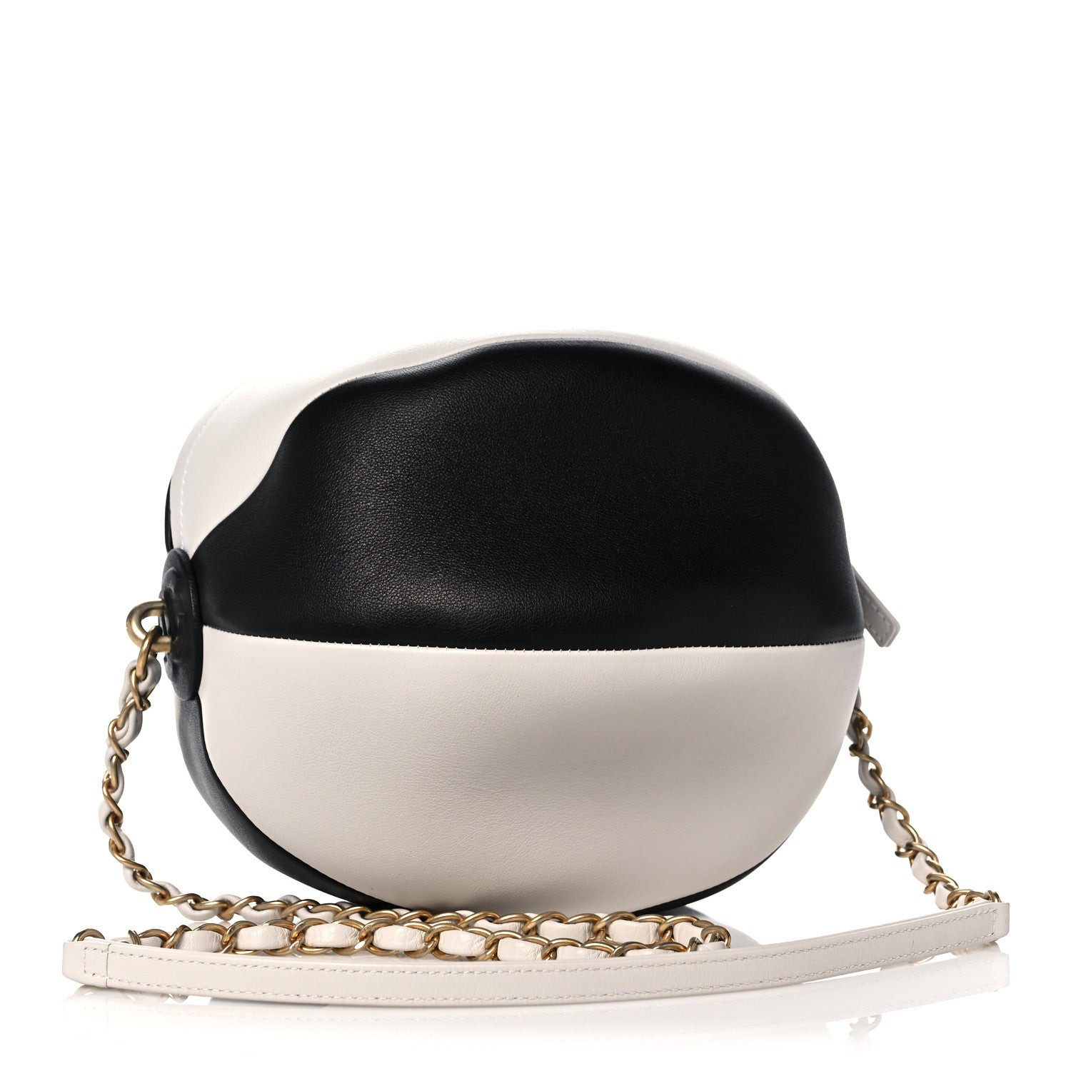 Chanel Calfskin Coco Beach Ball Bag White Black 3 of 9