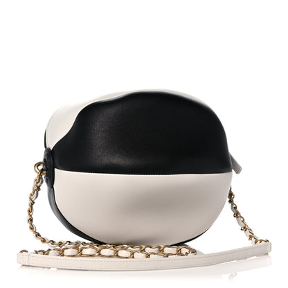 Chanel Calfskin Coco Beach Ball Bag White Black 3 of 9