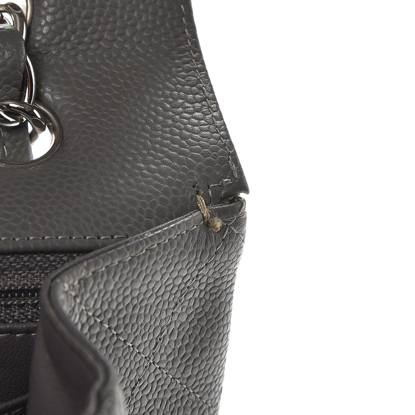 Caviar Quilted Maxi Single Flap Grey