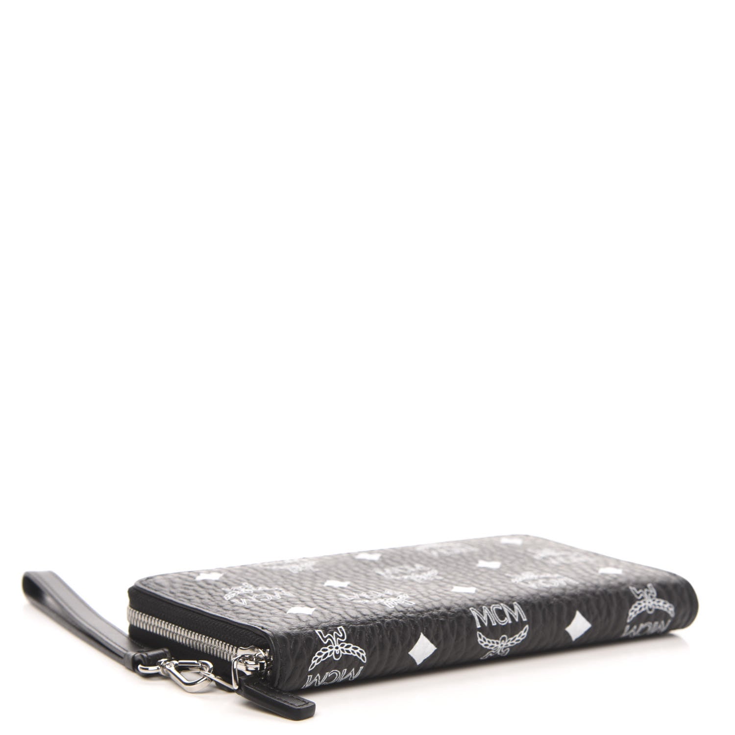 MCM Visetos Zip Around Wallet Black 3 of 9