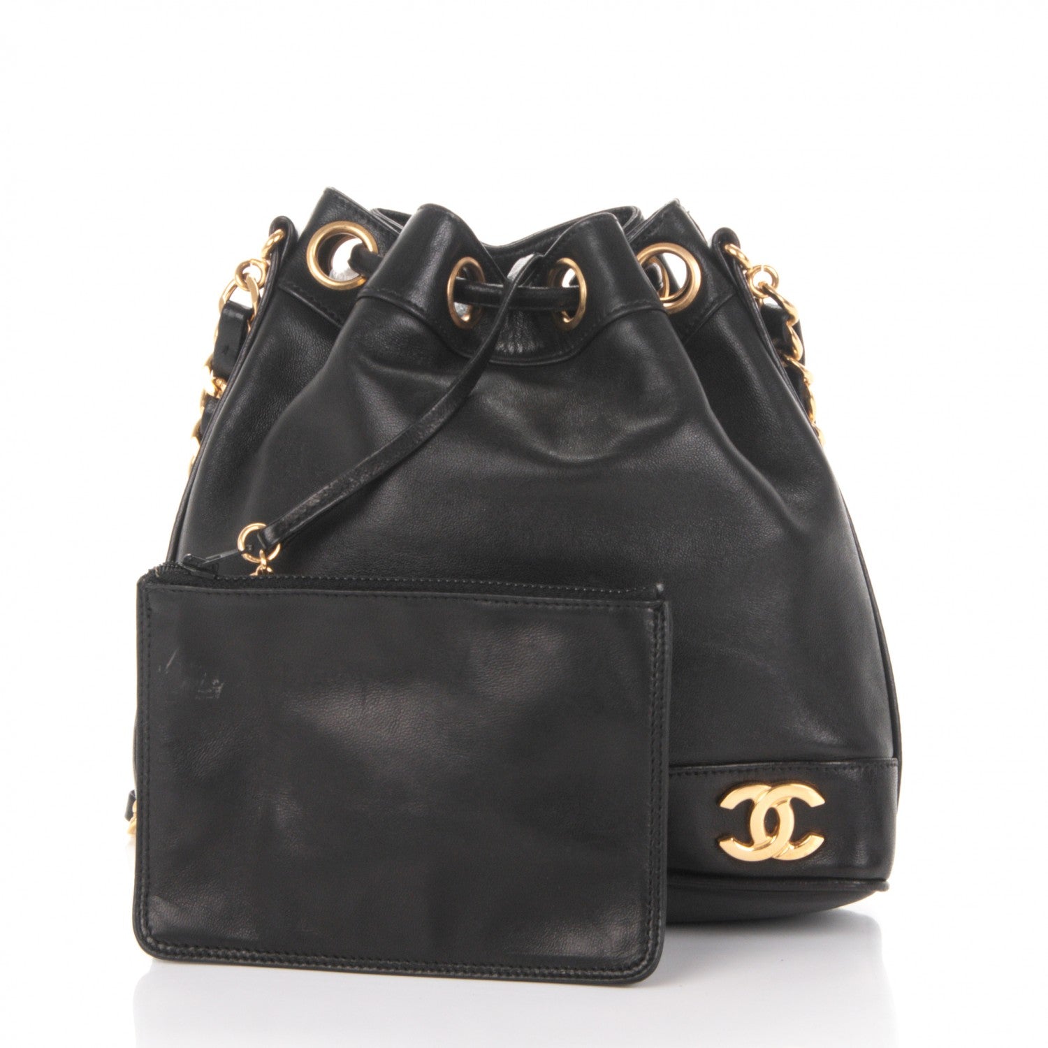 Chanel Lambskin CC Drawstring Shoulder Bag Black 5 of 9