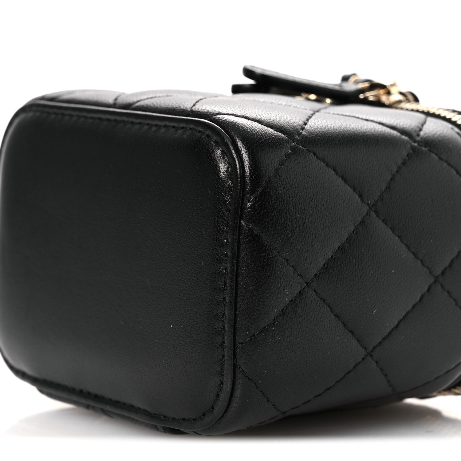 Chanel Lambskin Quilted Top Handle Mini Vanity Case With Chain Black 10 of 13
